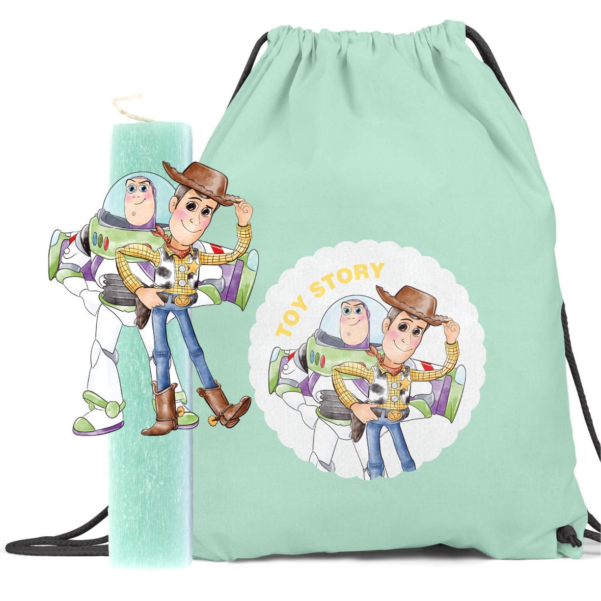 Λαμπάδα με ξύλινη φιγούρα & backpack “Toy Story”