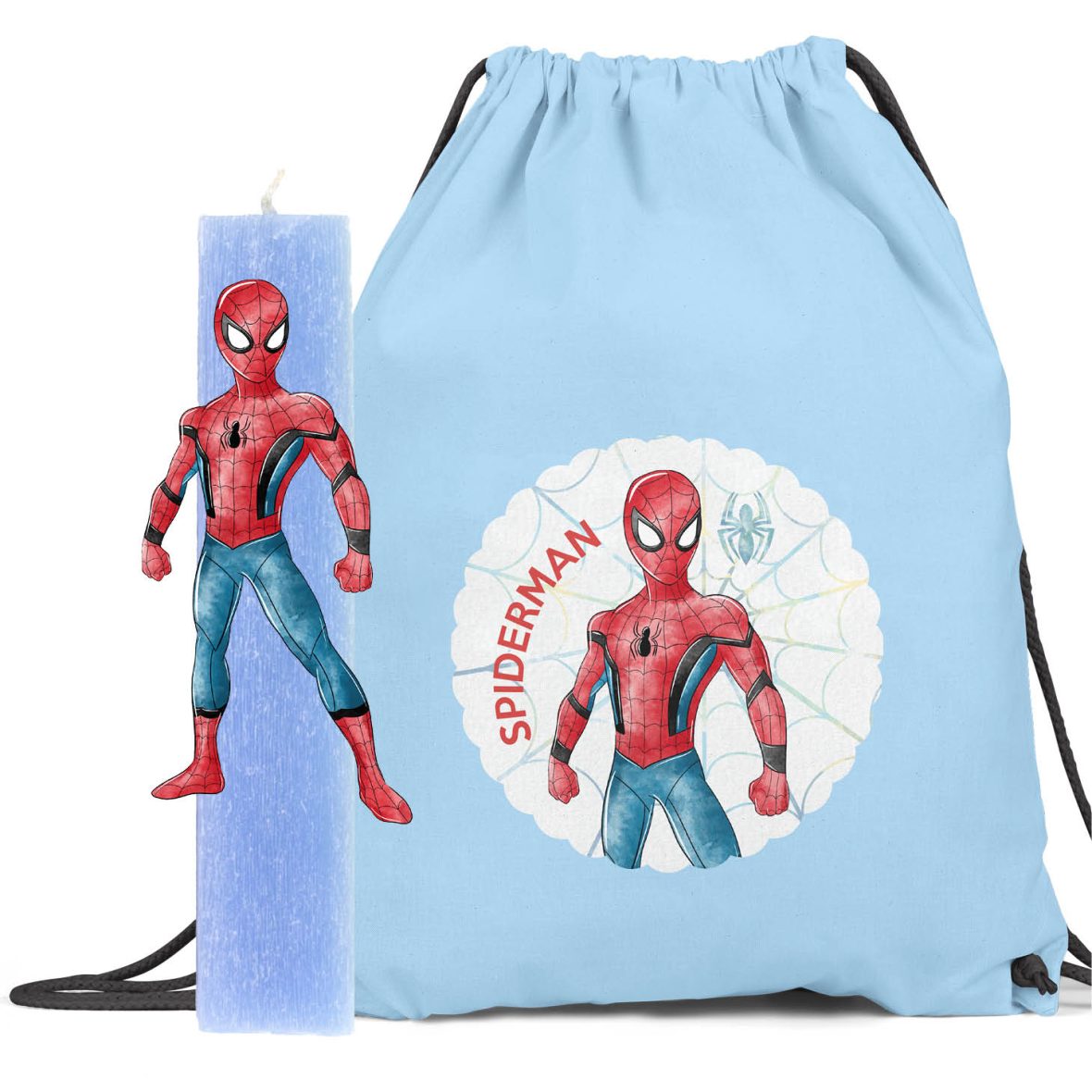 Λαμπάδα με ξύλινη φιγούρα & backpack “Spiderman”