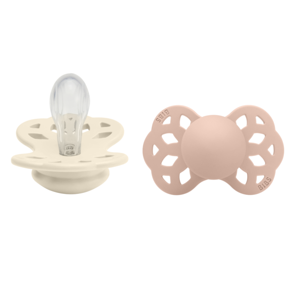 Πιπίλες Bibs Infinity 2Pack Silicone Anatomical 0-6m – Ivory/Blush
