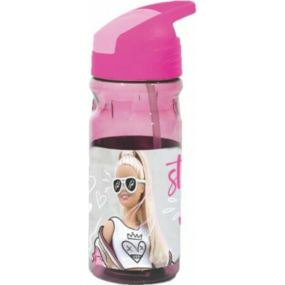 Gim Πλαστικό Παγούρι με Καλαμάκι Barbie σε Ροζ χρώμα 500ml