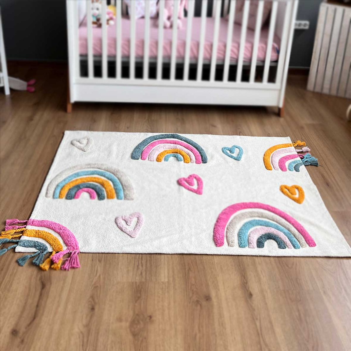 BabyBliss: Βαμβακερό, πλενόμενο χαλί “Over the rainbow” – 100×140 cm